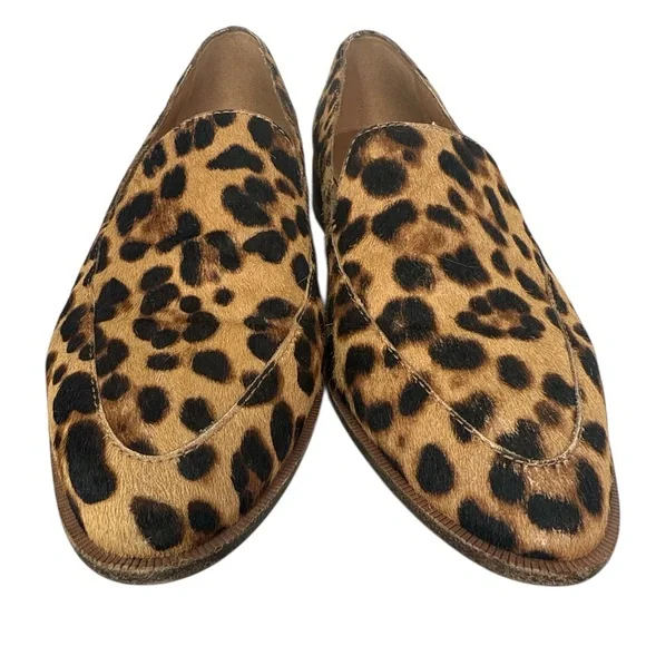 MADEWELL The Frances Loafer in Leopard Calf Hair pointy toe flat slight heel - Picture 2 of 8
